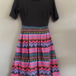 Oxiuly Vintage Style Swing Midi Dress Women's Small Multi-Color with Pockets